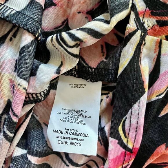 Ava & Grace Short Sleeve Floral Print Quarter Button Short Sleeve Top Medium - Picture 8 of 8